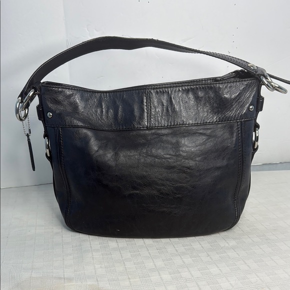 Coach Black Leather Zoe Hobo Shoulder Bag with Silver Hardware - Picture 3 of 9